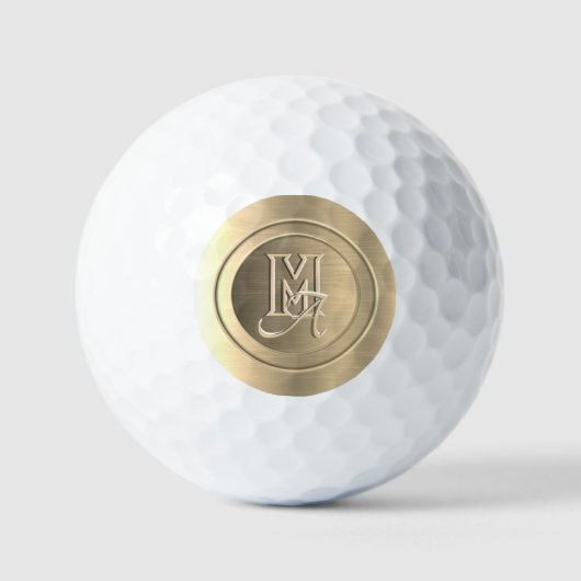 Balles De Golf Monogramme gravé en acier métal d'or (Recto)