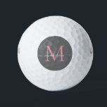 Balles De Golf Monogramme Gris Blush Rose Feminine Script<br><div class="desc">Monogramme Personnalisé Blush Rose Grey Élégante Fille Nom Script Boules de golf personnalisées</div>