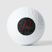 Balles De Golf monogramme gris unique nom rouge calligraphie init (Recto)