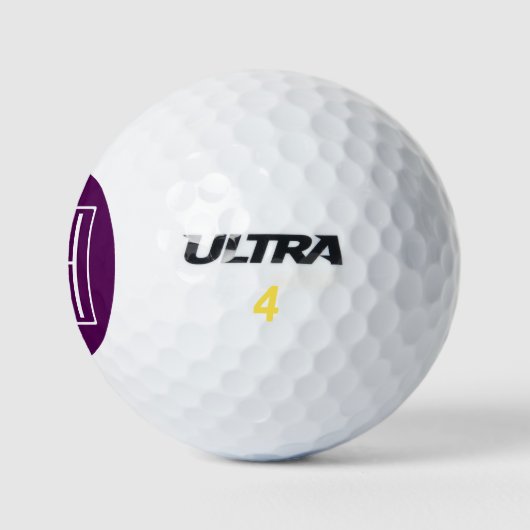 Balles De Golf Monogramme initial | Blanc Sur Violet Profond (Logo)