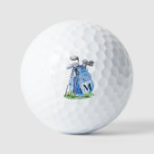 Balles De Golf Monogramme Initial Bleu (Recto)
