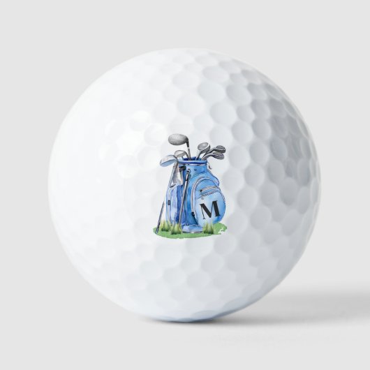 Balles De Golf Monogramme Initial Bleu (Recto)