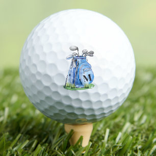 Balles De Golf Monogramme Initial Bleu