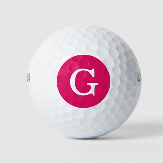 Balles De Golf Monogramme initial de framboise (Devant)