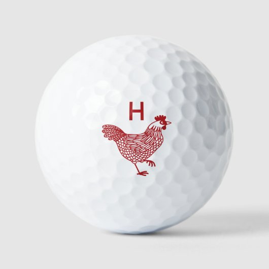 Balles De Golf Monogramme initial de poulets (Recto)
