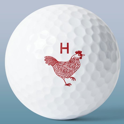 Balles De Golf Monogramme initial de poulets