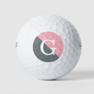 Balles De Golf Monogramme initial diagonale de 2 tons
