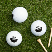 Balles De Golf monogramme initial élégant en noir et blanc, écrit (Herbe in situ)