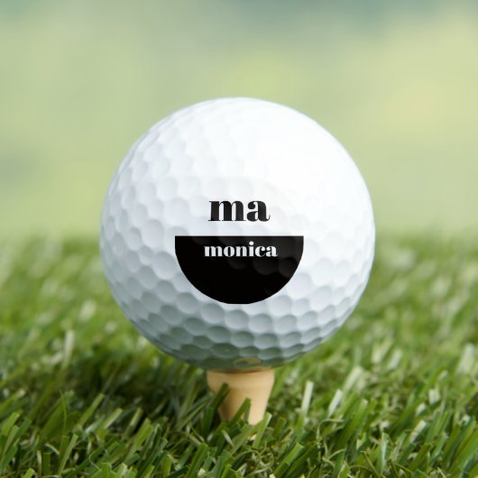 Balles De Golf monogramme initial élégant en noir et blanc, écrit (T-shirt Insitu)