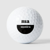 Balles De Golf monogramme initial élégant en noir et blanc, écrit (Recto)