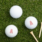 Balles De Golf Monogramme Initial en Typographie Rétro Rose et Or (Herbe in situ)