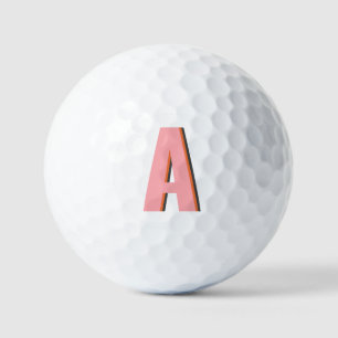 Balles De Golf Monogramme Initial en Typographie Rétro Rose et Or