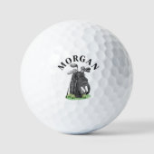 Balles De Golf Monogramme Initial Nom Noir Et Blanc (Recto)