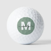 Balles De Golf Monogramme Initial Nom Personnalisé Vert (Recto)