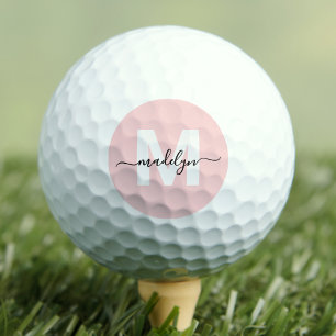 Balles De Golf Monogramme Initial Nom Rose Fardé