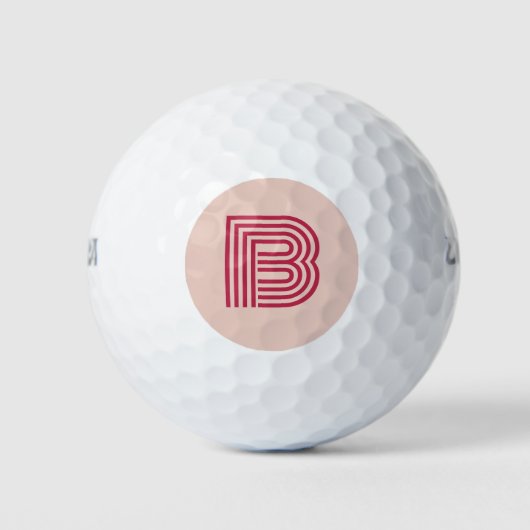 Balles De Golf Monogramme Initial Personnalisé Rose Moderne (Devant)