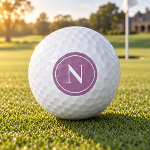 Balles De Golf Monogramme Initial Rond Violet Classique