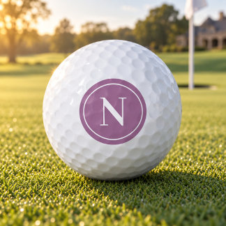 Balles De Golf Monogramme Initial Rond Violet Classique
