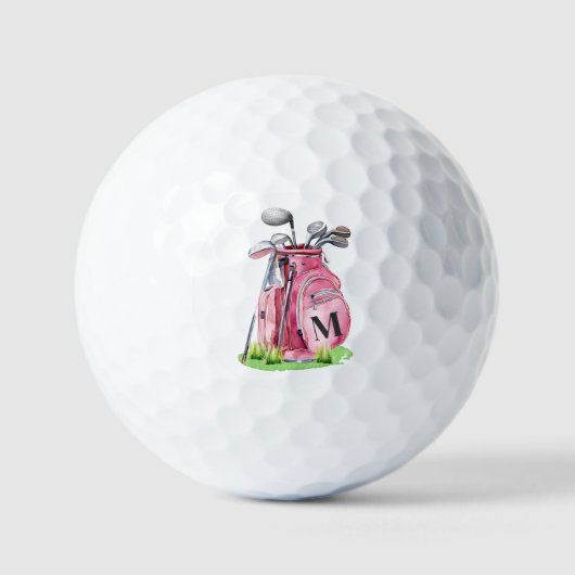 Balles De Golf Monogramme initial rose (Recto)