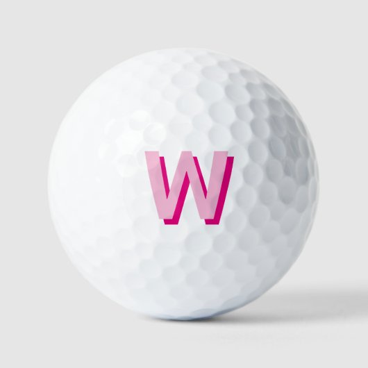 Balles De Golf Monogramme initial rose gras et rose chaud (Recto)