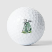 Balles De Golf Monogramme Initial Vert Sauge (Recto)