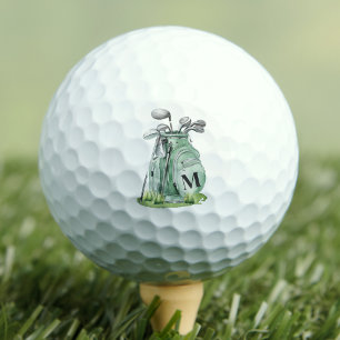 Balles De Golf Monogramme Initial Vert Sauge