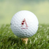 Balles De Golf Monogramme Initiale A Floral Rose Pâle (T-shirt Insitu)