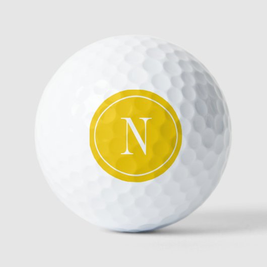 Balles De Golf Monogramme initiale jaune et blanc moderne (Recto)
