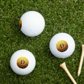 Balles De Golf Monogramme initiale jaune marron moderne  (Herbe in situ)