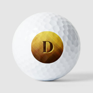 Balles De Golf Monogramme initiale jaune marron moderne