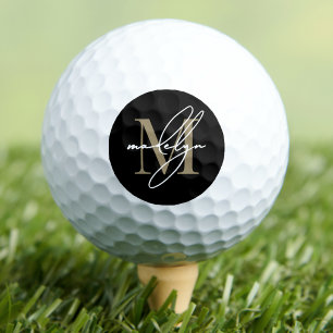 Balles De Golf Monogramme Initiale Or Nom Personnalisé Script