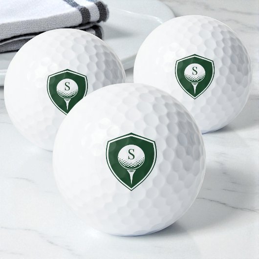 Balles De Golf Monogramme Initiale Vert de Golfeur Moderne Person