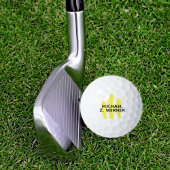 Balles De Golf Monogramme jaune moderne Nom du golfeur