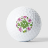 Balles De Golf Monogramme Joli violet vert Aquarelle Florale (Recto)