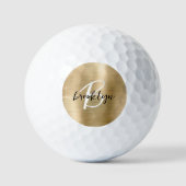 Balles De Golf Monogramme Métal Brossé Or Noir Blanc Script (Recto)