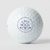 Balles De Golf Monogramme minimal 40e 50e anniversaire Marine ble (Recto)