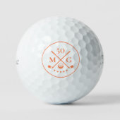Balles De Golf Monogramme minimal Corail 40e 50e Anniversaire Gol (Recto)