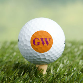 Balles De Golf Monogramme moderne Bold Orange Rose Balls de golf
