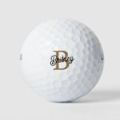 Balles De Golf Monogramme moderne élégant Nom Black Gold Script (Devant)