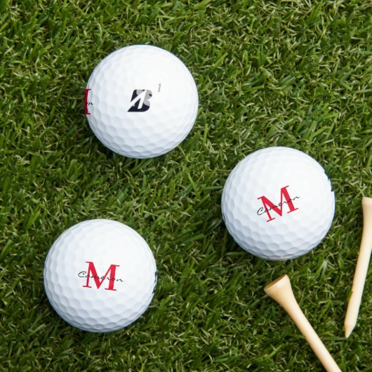 Balles De Golf Monogramme moderne initial et nom personnalisé (Herbe in situ)