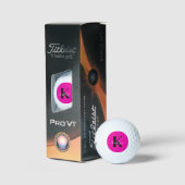 Balles De Golf Monogramme moderne noir écriture cursive rose chau (Conditionnement)