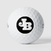 Balles De Golf Monogramme moderne Noir et Blanc Gras Initiales (Devant)