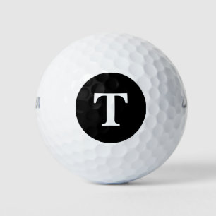 Balles De Golf Monogramme moderne personnalisé gras noir uni