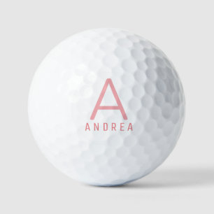 Balles De Golf Monogramme moderne rose personnalisé