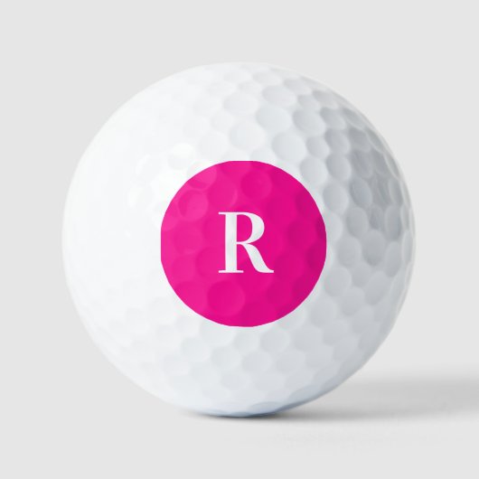 Balles De Golf Monogramme Moderne Simple Hot Pink (Recto)