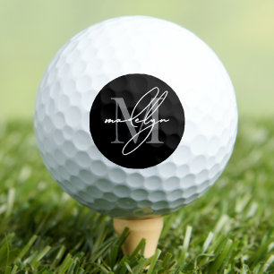 Balles De Golf Monogramme Noir Blanc