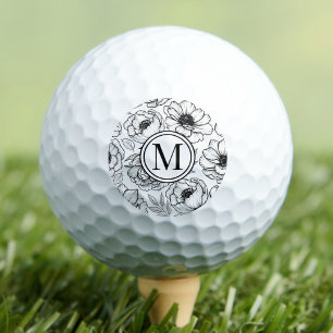 Balles De Golf Monogramme Noir Blanc