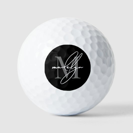 Balles De Golf Monogramme Noir Blanc (Recto)