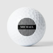 Balles De Golf Monogramme noir blanc rayures (Recto)