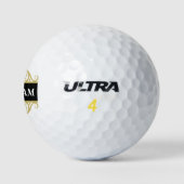 Balles De Golf Monogramme noir élégant et or (Logo)